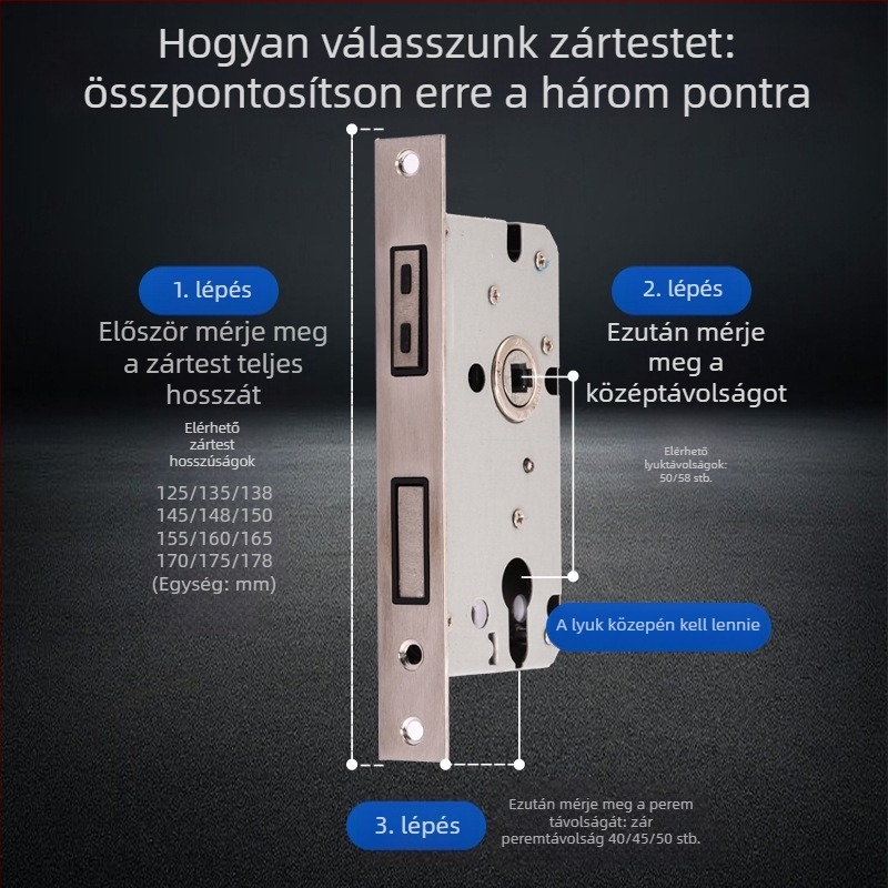Beltéri ajtózár 5058, mágneses, csendes működés, test cinkötvözet, fogantyús zár, csatornás beépítés, kulcs nélküli