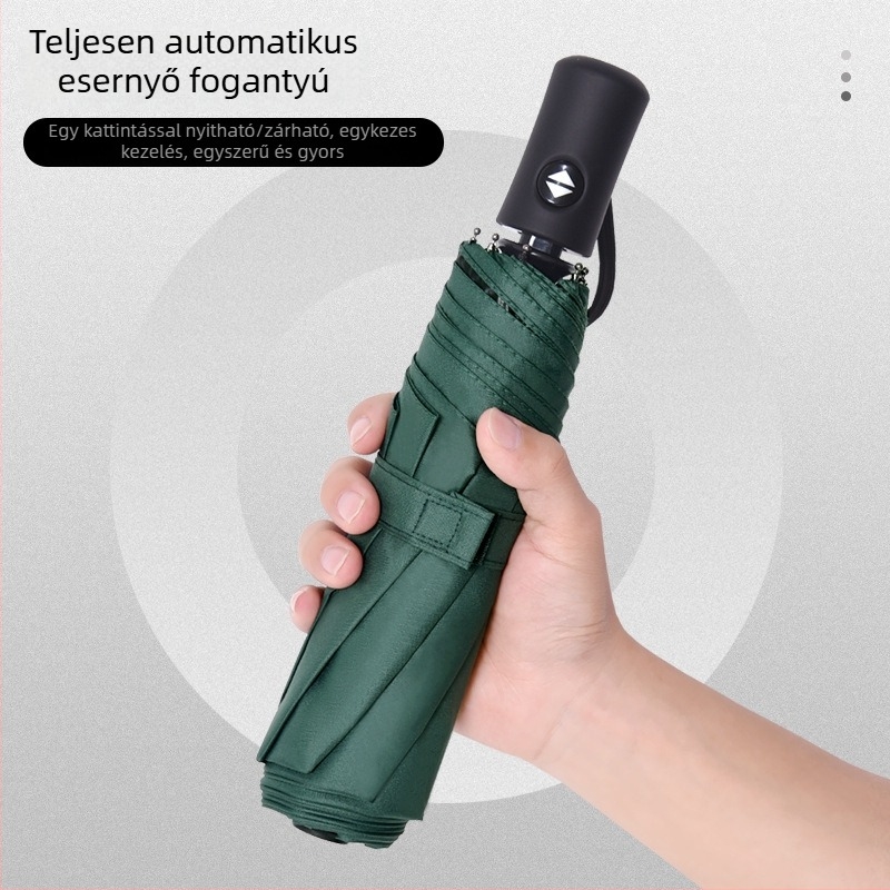 Automatikus esernyő egyedi logóval, napsütés és eső elleni kettős használatú összecsukható esernyő, UV védelem