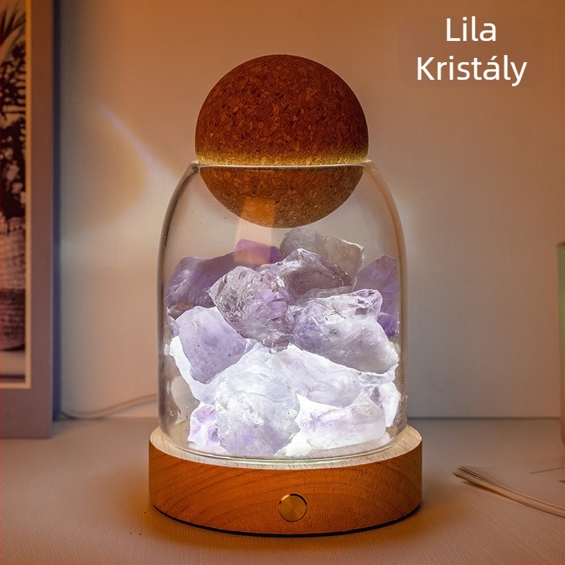 Természetes kristály nyers kő illóolaj diffúzióhoz és aromaterápiához, lángmentes éjszakai fény otthonban és hálószobában, dekoratív hangulatvilágítás