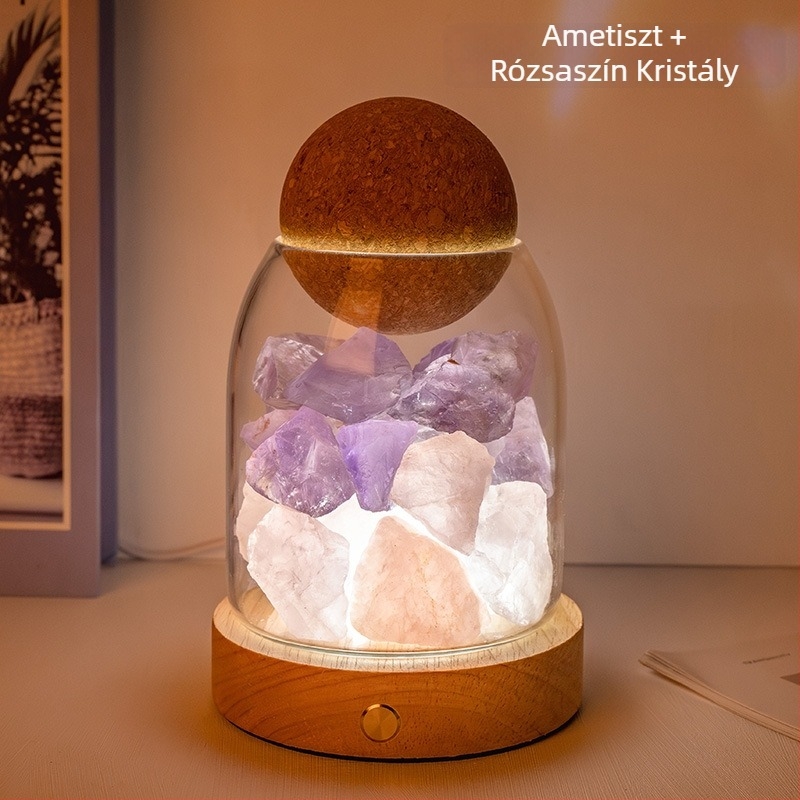 Természetes kristály nyers kő illóolaj diffúzióhoz és aromaterápiához, lángmentes éjszakai fény otthonban és hálószobában, dekoratív hangulatvilágítás