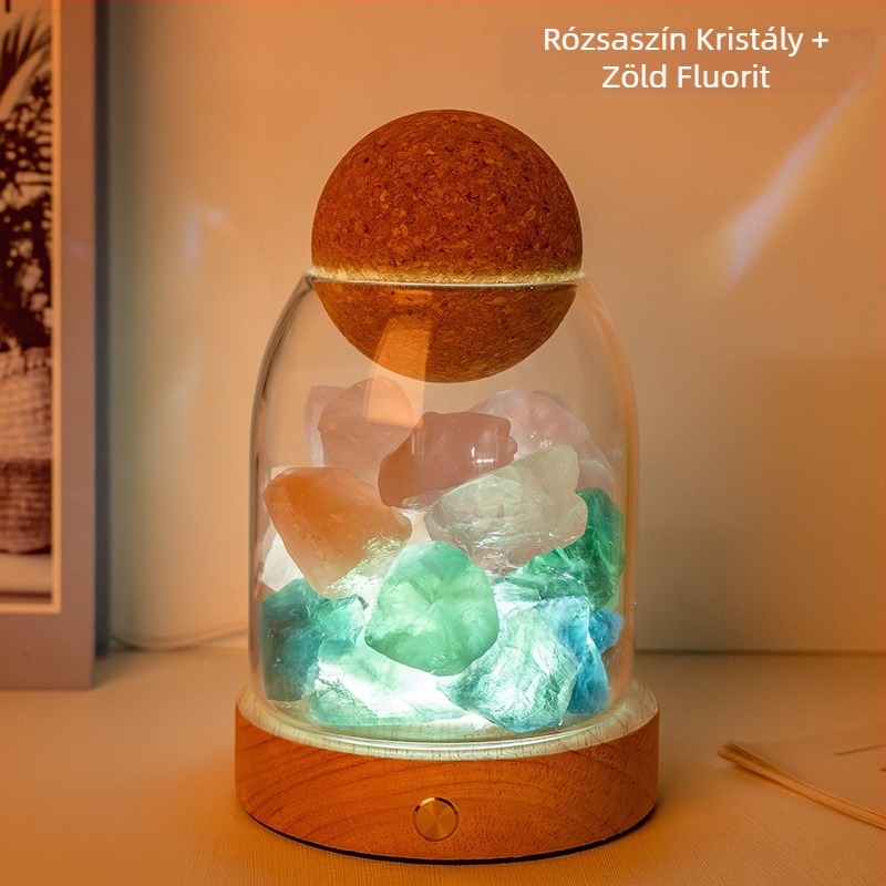 Természetes kristály nyers kő illóolaj diffúzióhoz és aromaterápiához, lángmentes éjszakai fény otthonban és hálószobában, dekoratív hangulatvilágítás