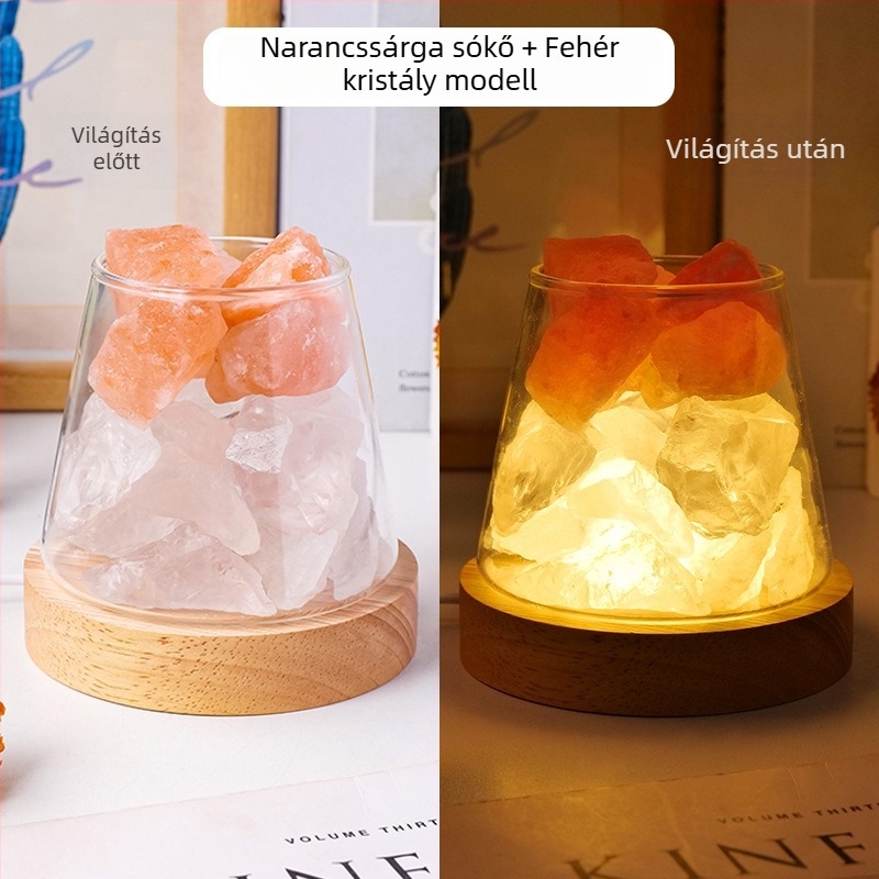 Természetes kristály nyers kő illóolaj diffúzióhoz és aromaterápiához, lángmentes éjszakai fény otthonban és hálószobában, dekoratív hangulatvilágítás