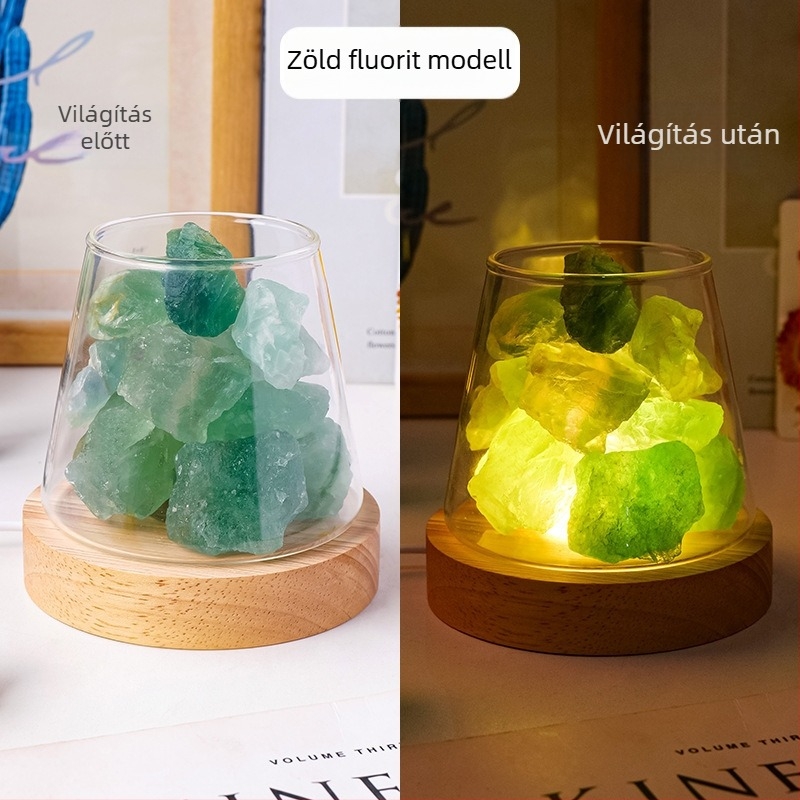 Természetes kristály nyers kő illóolaj diffúzióhoz és aromaterápiához, lángmentes éjszakai fény otthonban és hálószobában, dekoratív hangulatvilágítás