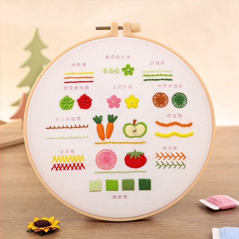 Kézzel készített DIY hímzőanyagok készlet, teljes kezdő készlet hímzőeszközökkel, egyszerű gyakorló készlet