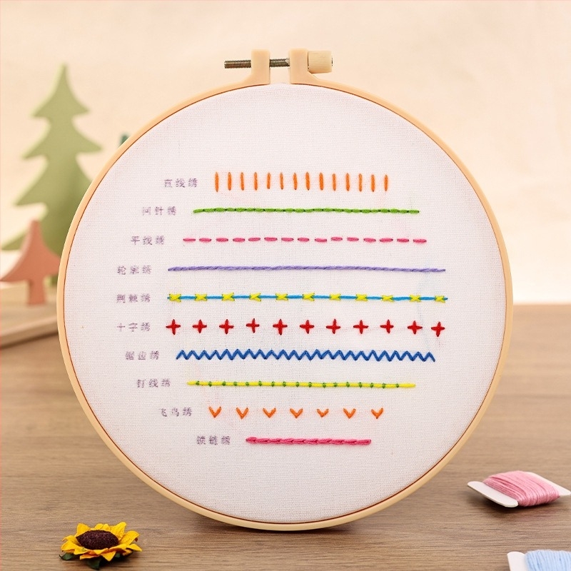 Kézzel készített DIY hímzőanyagok készlet, teljes kezdő készlet hímzőeszközökkel, egyszerű gyakorló készlet