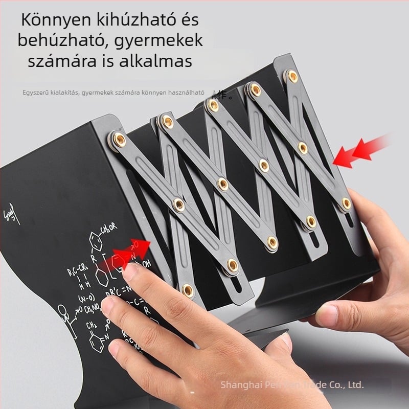 Összecsukható könyvespolc kihúzható könyvtámasz és könyvklip — íróasztal szervező Instagram-stílusban
