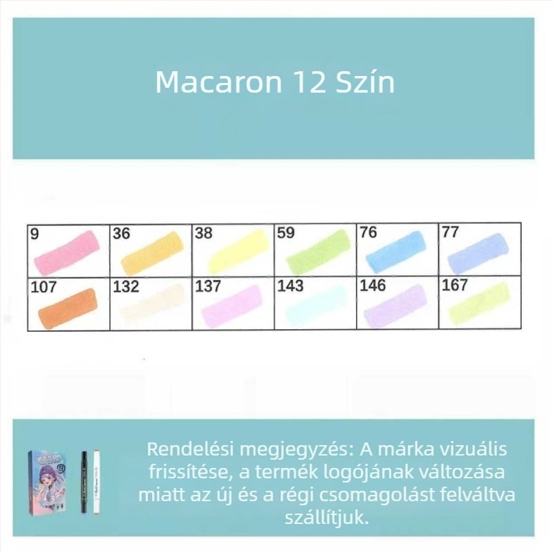 Touch olaj alapú, kétoldalas marker készlet, 12 szín, alkoholos akvarell marker diákoknak és gyerekeknek