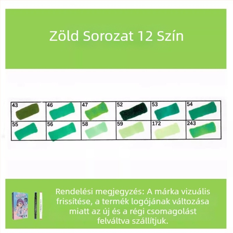 Touch olaj alapú, kétoldalas marker készlet, 12 szín, alkoholos akvarell marker diákoknak és gyerekeknek