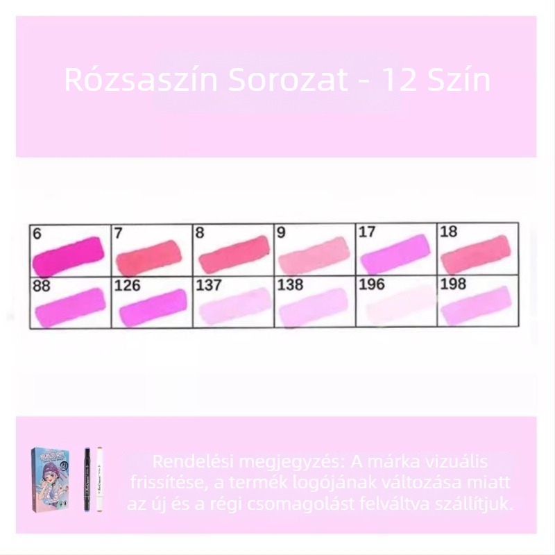 Touch olaj alapú, kétoldalas marker készlet, 12 szín, alkoholos akvarell marker diákoknak és gyerekeknek