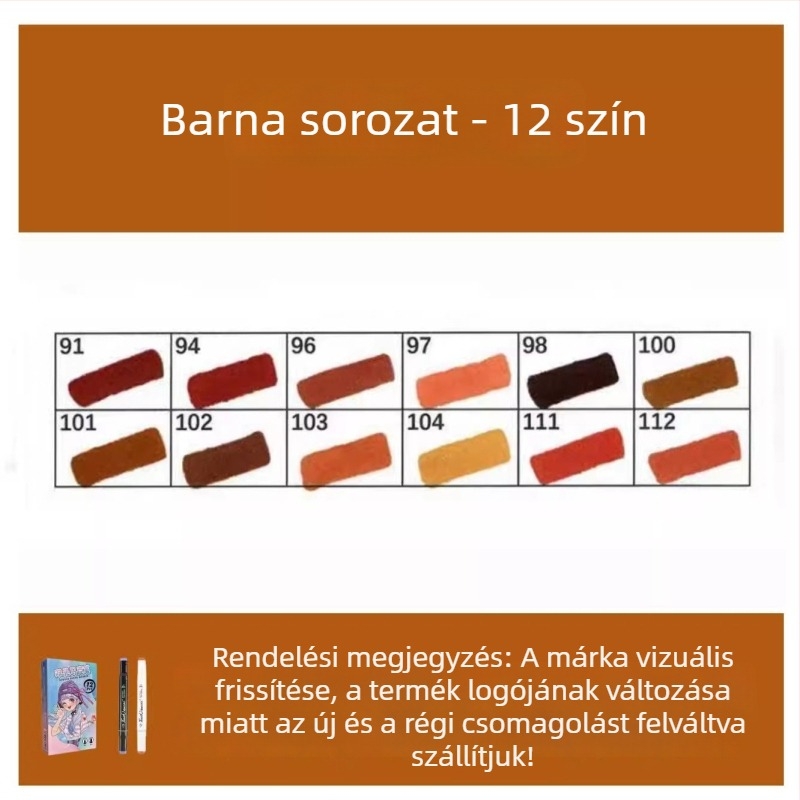 Touch olaj alapú, kétoldalas marker készlet, 12 szín, alkoholos akvarell marker diákoknak és gyerekeknek