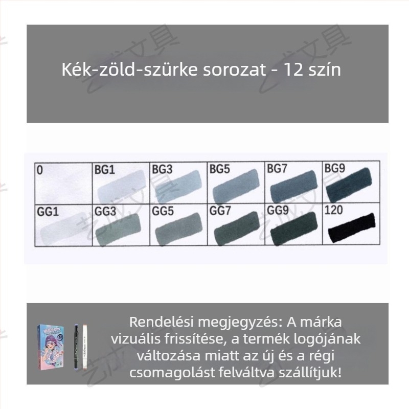 Touch olaj alapú, kétoldalas marker készlet, 12 szín, alkoholos akvarell marker diákoknak és gyerekeknek