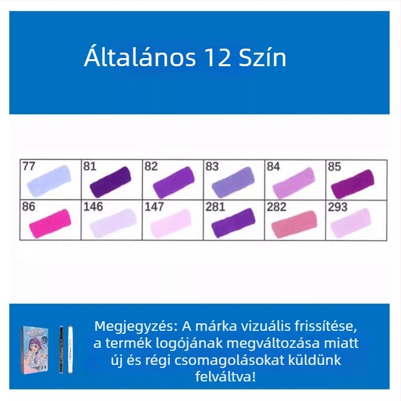 Touch olaj alapú, kétoldalas marker készlet, 12 szín, alkoholos akvarell marker diákoknak és gyerekeknek