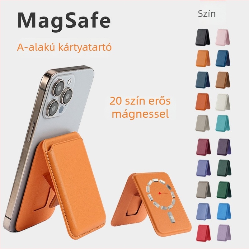 PU bőr tok iPhone 16 Pro Maxhoz mágneses MagSafe állvánnyal és bankkártyatartóval