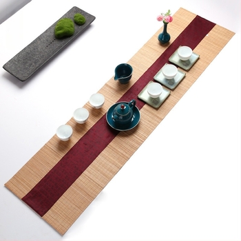 Bambusz teázóasztal futó, Zen dizájn, száraz főzethez ideális matrac, japán stílusú teázó kiegészítők, asztal textil és függöny