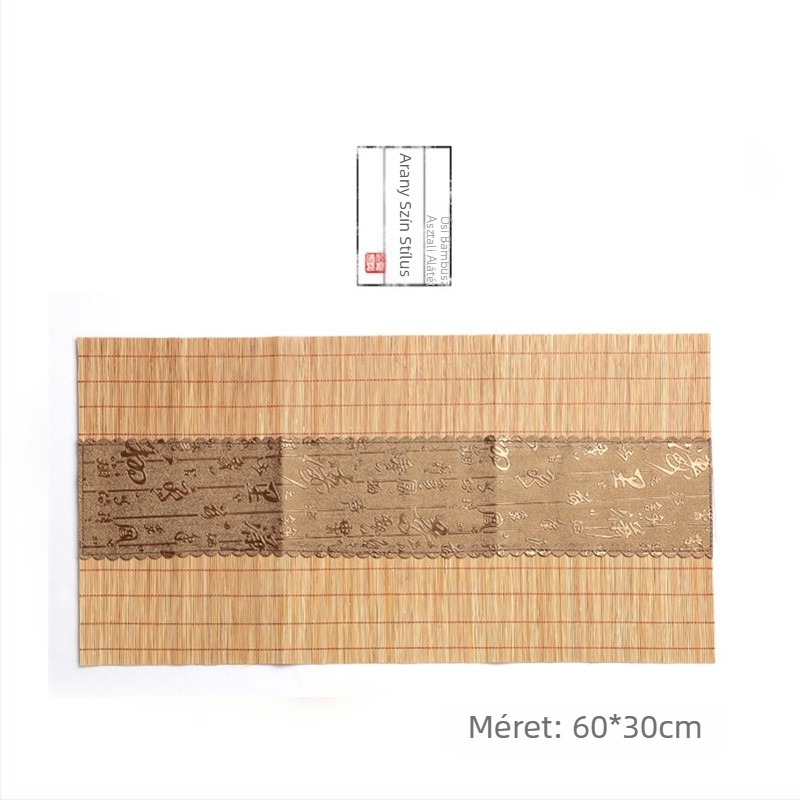 Bambusz teázóasztal futó, Zen dizájn, száraz főzethez ideális matrac, japán stílusú teázó kiegészítők, asztal textil és függöny