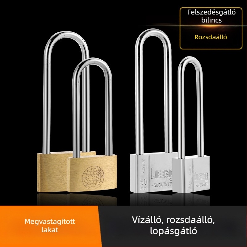 Hosszított, régi stílusú szekrényzár, hosszú karú, vékony rudú, réz 30 mm, 3 kulccsal