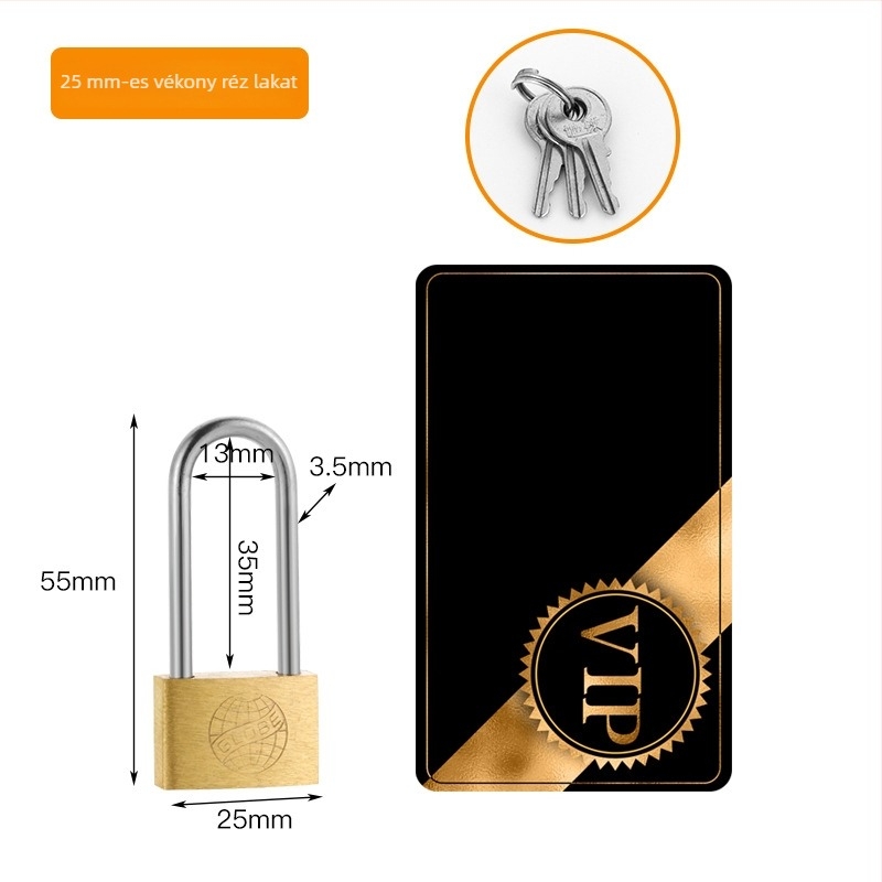 Hosszított, régi stílusú szekrényzár, hosszú karú, vékony rudú, réz 30 mm, 3 kulccsal