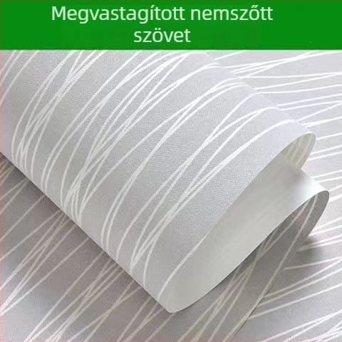 Nordic egyszerű önragasztós nemszőtt tapéta egyszínű, finom csíkokkal, diatómás textúra hálószoba és nappali számára, meleg