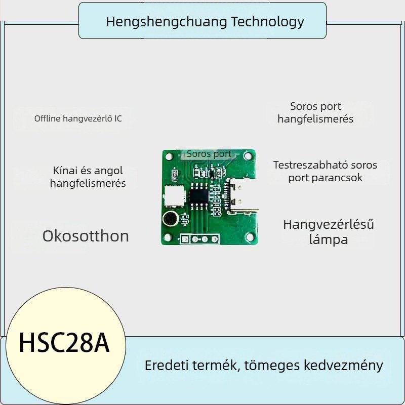 Offline hangvezérlő IC kínai és angol nyelvű hangvezérléssel, soros portos beszédfelismeréssel, intelligens otthoni hangvezérelt lámpa