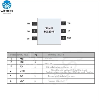433 MHz-es RF vezeték nélküli vevőchip, alacsony energiafogyasztású, ASK, WL530 ST23-6 00K