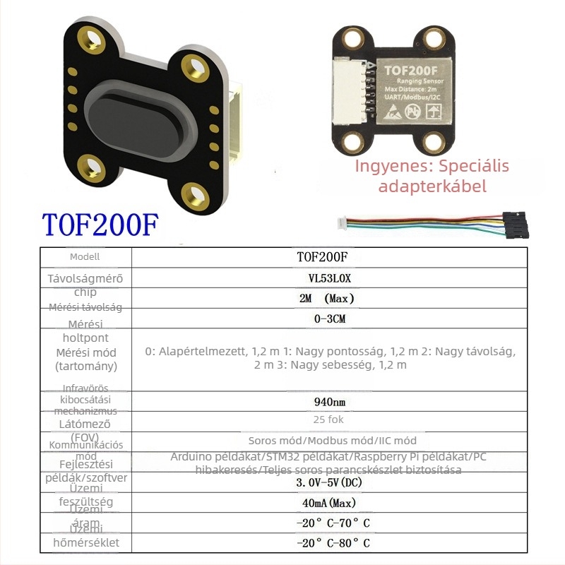 TOF050F 200F400F lézeres távolságmérő modul MODBUS IIC soros kimenettel, több üzemmódban