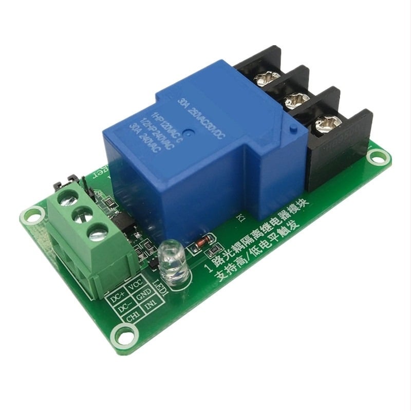 5V/12V/24V egycsatornás relé modul, magas és alacsony szintű aktiválással, okos otthon PLC automatizáláshoz, 30A
