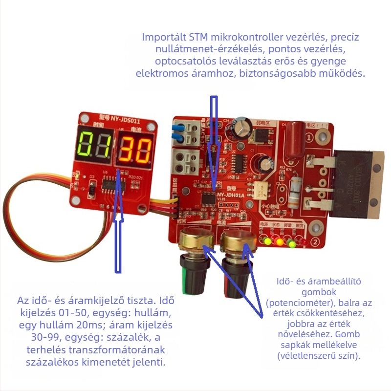 NY-D01 Ponthegesztőgép vezérlőpanel digitális kijelzővel, idő- és áram szabályozással — transzformátor-vezérlő