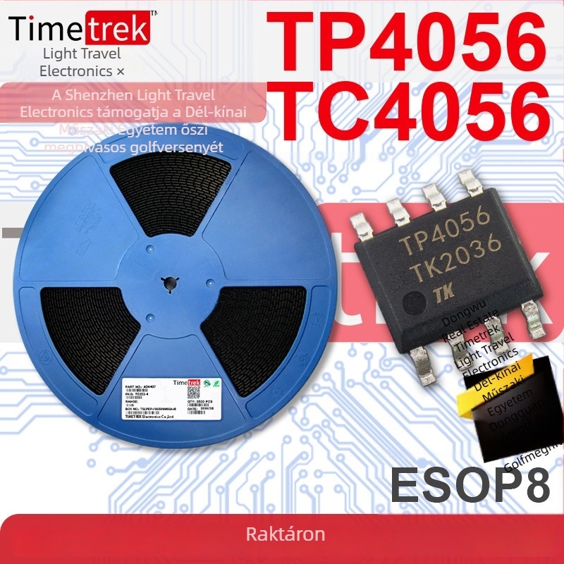 Töltéskezelő IC TP4056 TC4056A YX4056, 1A programozható áram, 4.2V, SOP-8