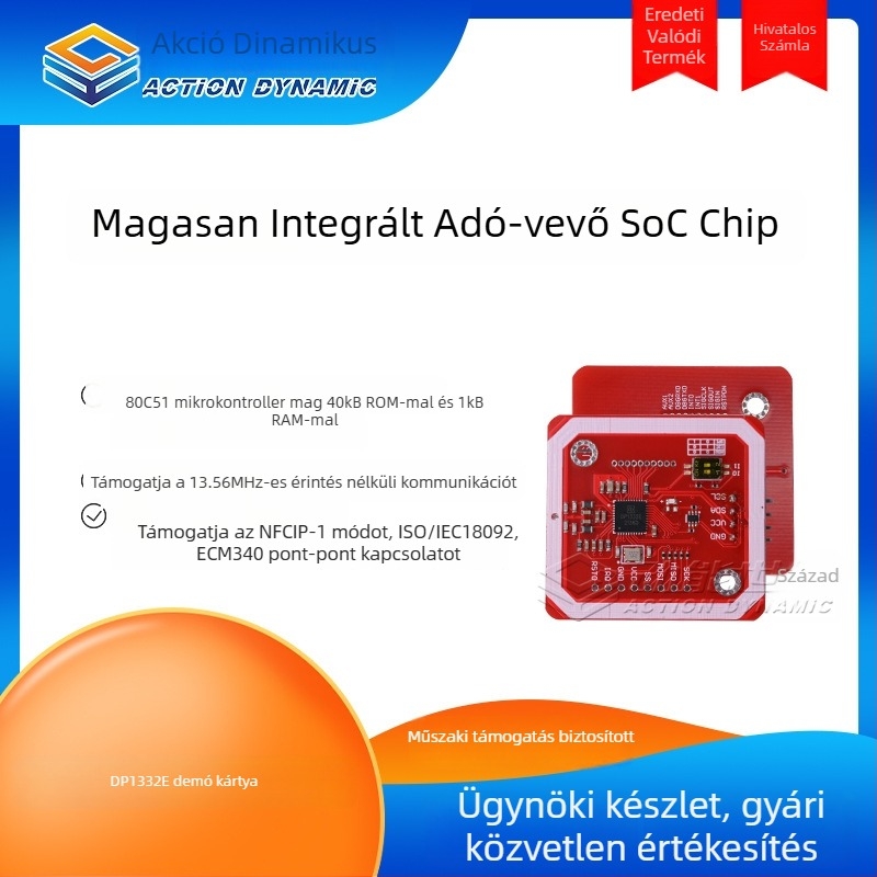 DP1332E demópanel NFC/RFID kártyaolvasó chiphez, 13.56 MHz