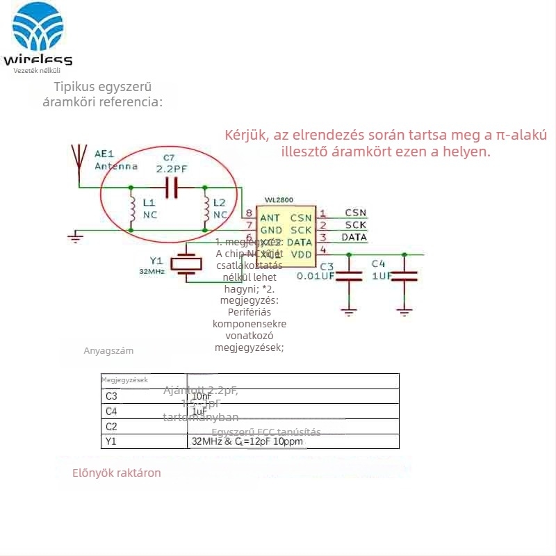 WL2800 2.4G vezeték nélküli transzceiver chip SOP8 csomagolásban, helyettesíti a WL2400 beépített transzcevert