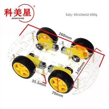 4x4-es intelligens kisautó-alváz, erős mágneses motor, enkóder korong, sebességmérés és vonalkövetés