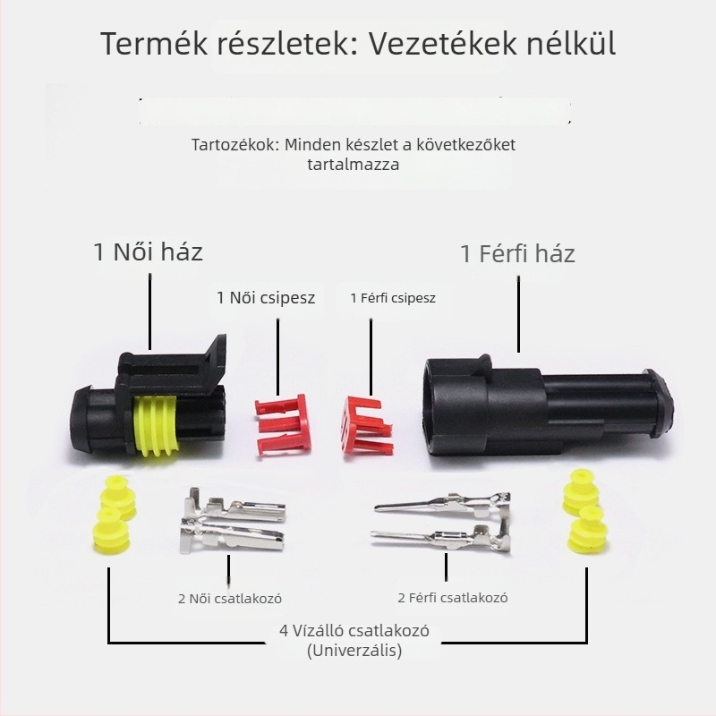 2‑pin vízálló HID autós csatlakozó, páros, férfi és női – HID AMP dugó helyettesítése
