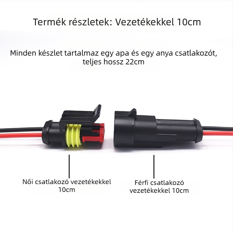 2‑pin vízálló HID autós csatlakozó, páros, férfi és női – HID AMP dugó helyettesítése