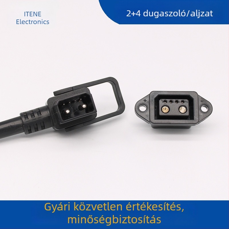 Magas hatásfokú töltőcsatlakozó elektromos jármű Li-ion akkumulátorához, 6‑pin női csatlakozó, 2+4 elrendezés, kisülő kábel