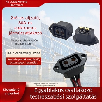 2+6 női csatlakozó, 80A kisülési csatlakozó kétkerekű elektromos járművekhez, tűzálló és vízálló
