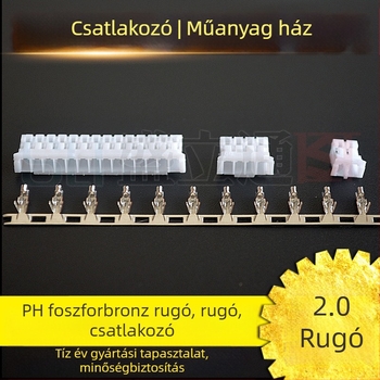 PH terminál, 2.0 mm közép, műanyag ház, csatlakozó tüskék