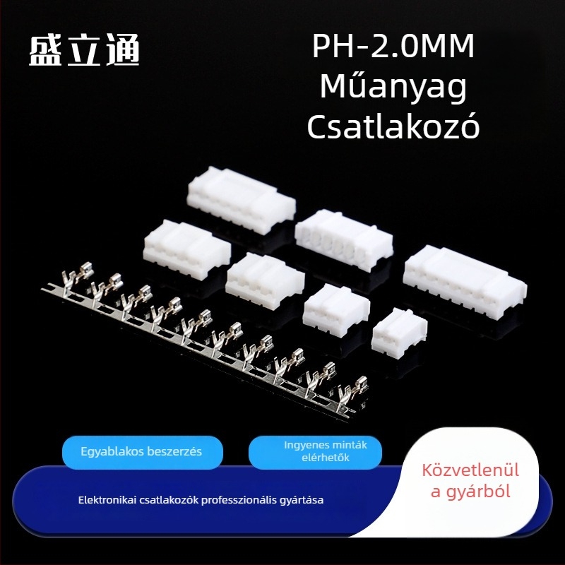 PH terminál, 2.0 mm közép, műanyag ház, csatlakozó tüskék