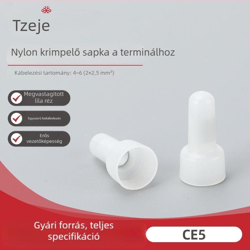 CE5 nylon krimp sapka gyors vezetékterminálhoz, egyvezetékes terminálhoz és lámpa terminál sapkához