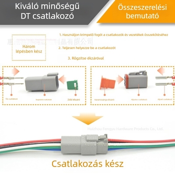 DT Dechi típusú vízálló autóipari csatlakozó, férfi és női, 2–12 ér, 215 darabos dobozos készlet