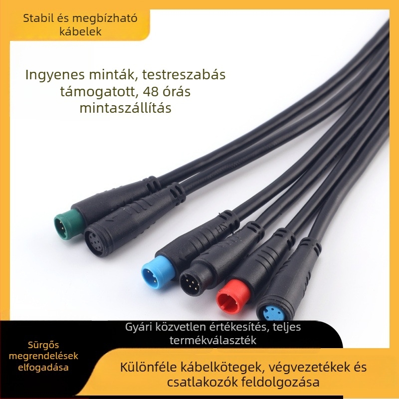 M8-6P vízálló kábelköteg elektromos járműhöz, vezérlővel és csatlakozókkal, testreszabható vezetékek száma