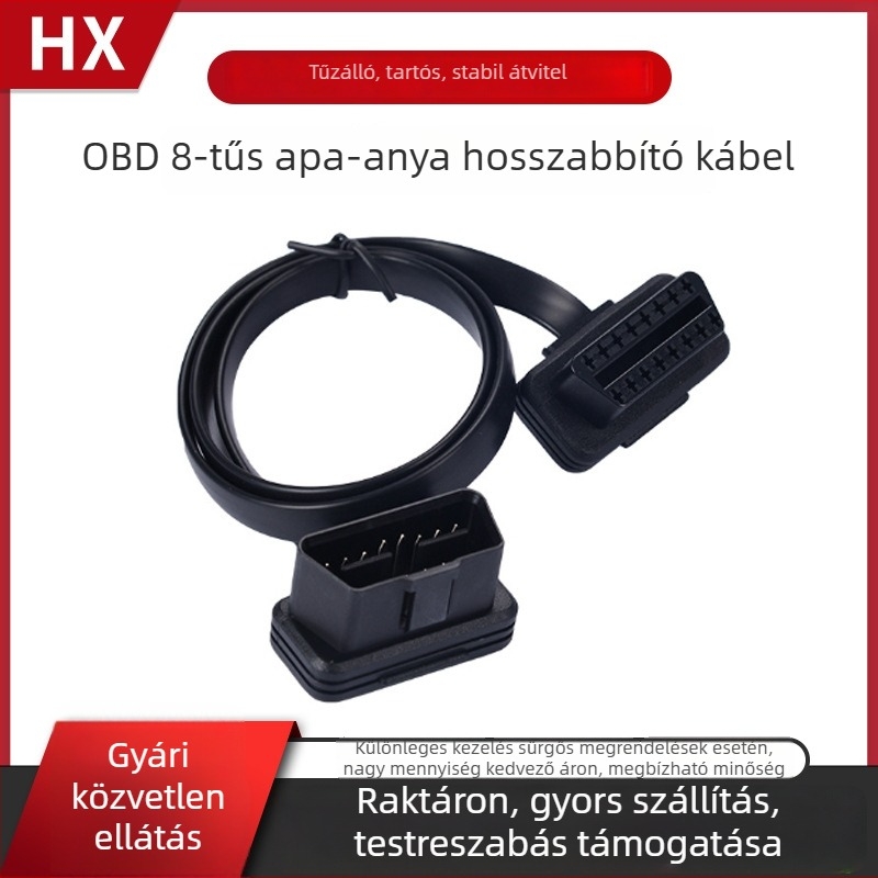 8-szálas OBD2 bővítőkábel autóhoz – férfi és női csatlakozók