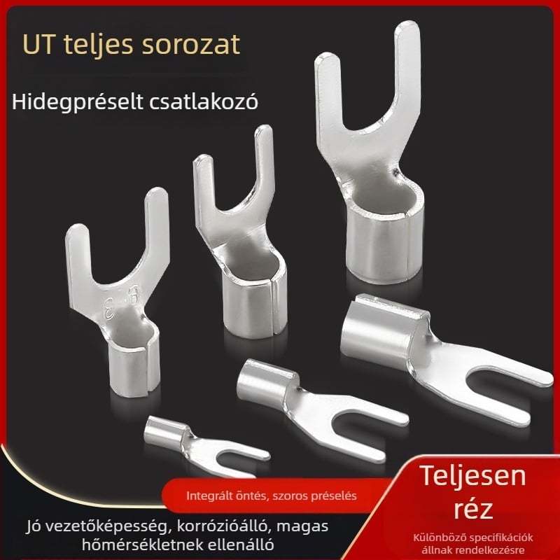 UT1.5-3 hidegpréselt terminál, vég U- és Y-alakú, réz vezetékcsúcs, ezüstbevonattal