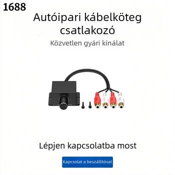 Autóhifi erősítő hangerő-szabályozó RCA női csatlakozóval, bemenet/kimenet, 2 RCA férfi-női csatlakozó