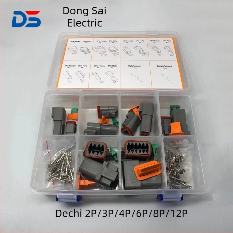Autó csatlakozó DT06-4P DT04-4S Decci dobozos készlet, 2P/3P/4P/6P/8P/12P, egy készlet minden mérethez