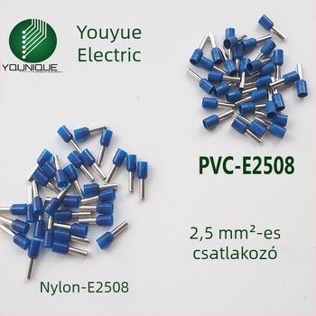 Előszigetelt csőterminál, tű alakú érintkező, európai nylon cső alakú krimp terminál, 2,5 mm²