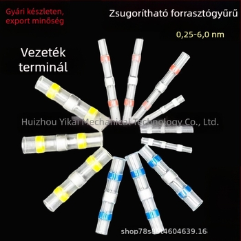 Hőre zsugorodó gyűrűs vezetékcsatlakozó vékony vezetékekhez, vízálló terminál blokk, autóhálózati kábelcsatlakozás