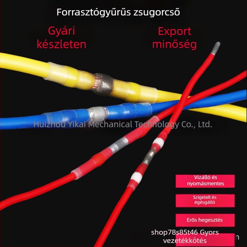 Hőre zsugorodó gyűrűs vezetékcsatlakozó vékony vezetékekhez, vízálló terminál blokk, autóhálózati kábelcsatlakozás