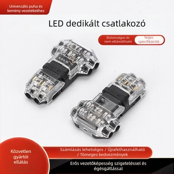 T2 LED kábelcsatlakozó, 2 bemenet/2 kimenet, T-típusú gyorscsatlakozó
