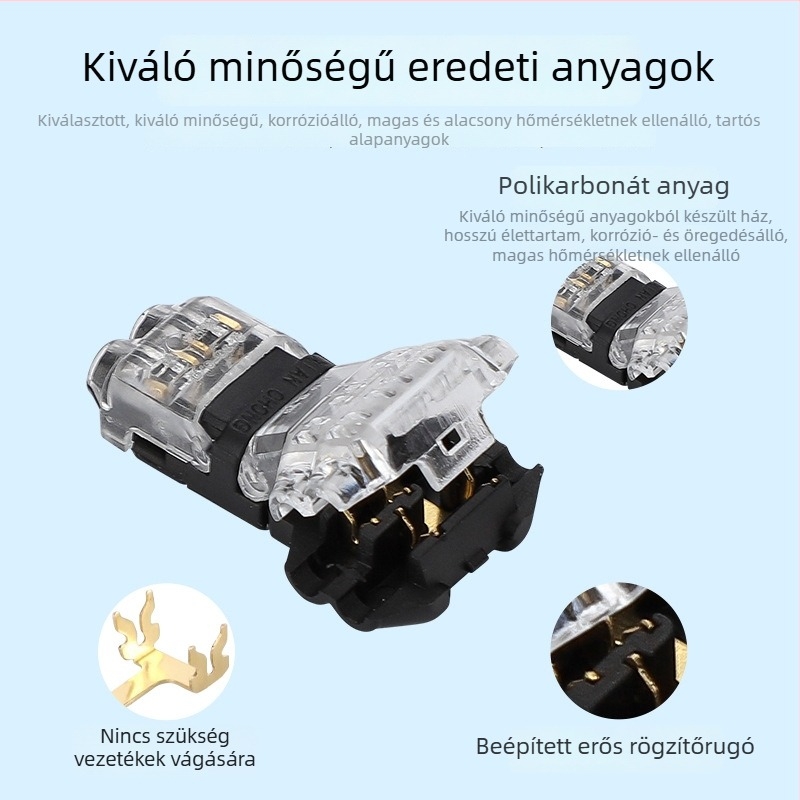 T2 LED kábelcsatlakozó, 2 bemenet/2 kimenet, T-típusú gyorscsatlakozó