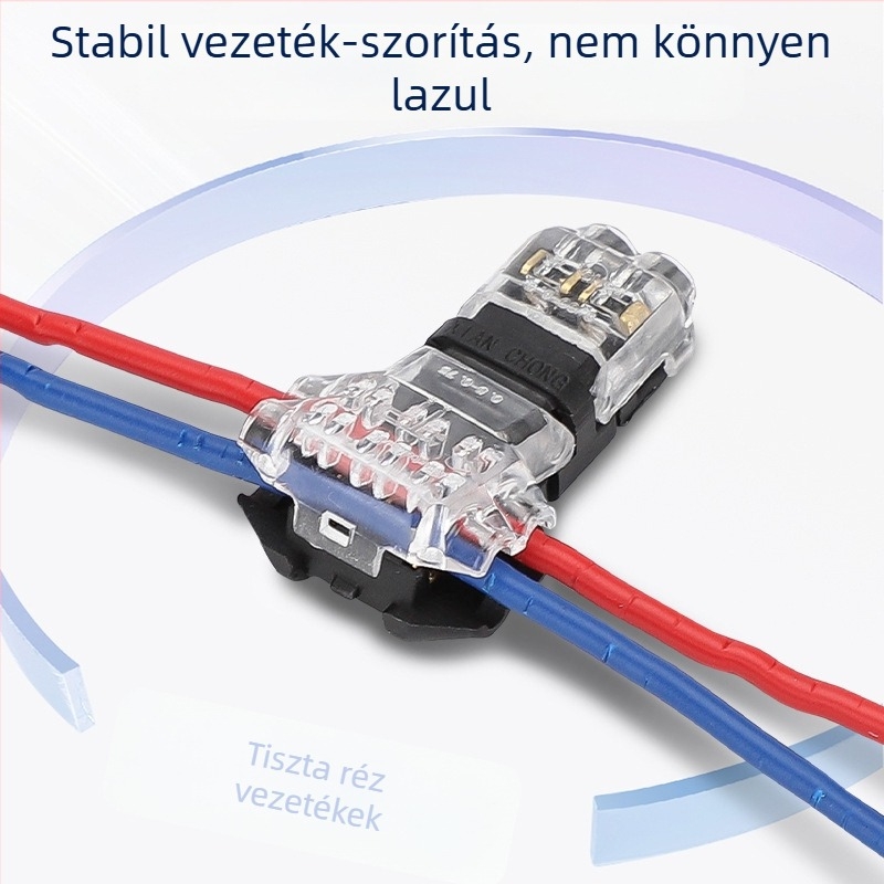T2 LED kábelcsatlakozó, 2 bemenet/2 kimenet, T-típusú gyorscsatlakozó